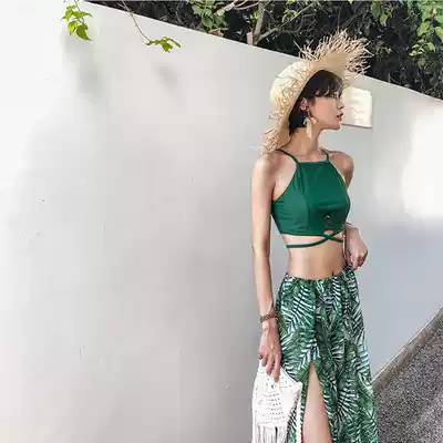 Two-piece three-piece swimsuit small hot spring swimsuit women belly new conservative thin swimming gathering chest 2021 bubble clothes