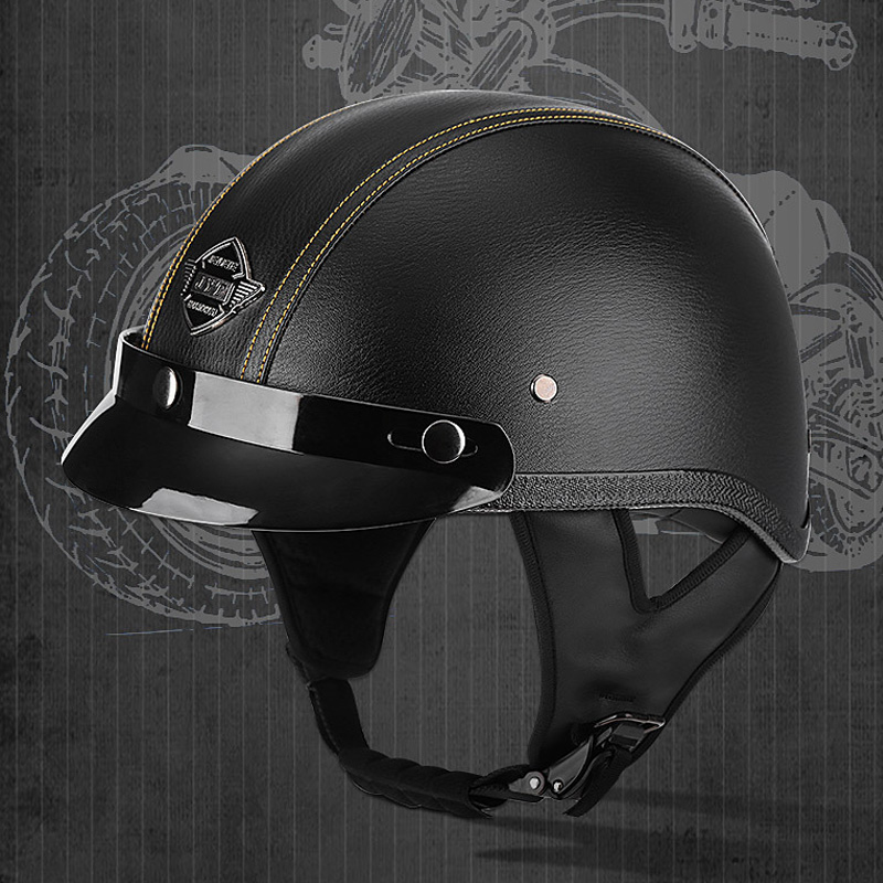 Retro hard hat men and women lightweight ha half helmet thunder summer electric car locomotive anti-squatting safety helmet personality four seasons