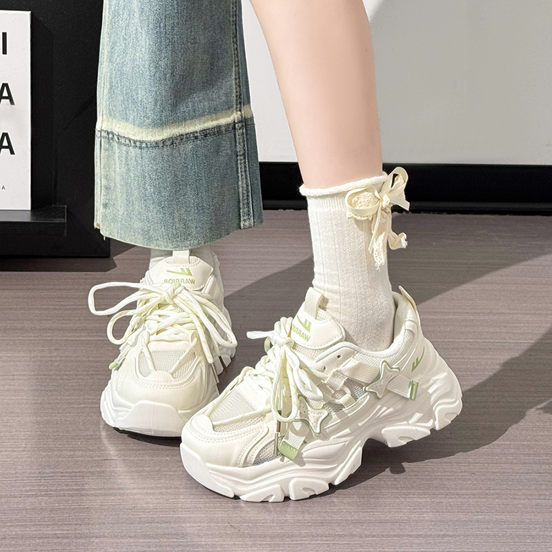 Pull-Back Dad Shoes for Women, New Summer Style, Mesh Breathable Thick-Soled White Shoes, Mint Green Student Sneakers for Women Pull-Back Dad Shoes for Women, New Summer Style, Mesh Breathable Thick-Soled White Shoes, Mint Green Student Sneakers for Women