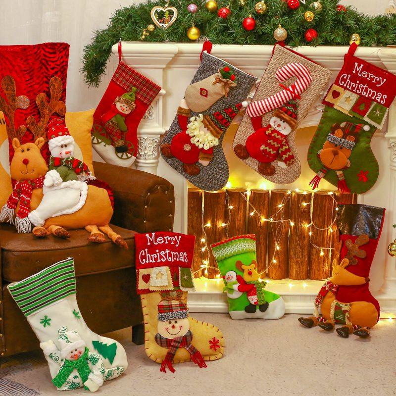 christmas socks gift bag santa socks christmas candy gift bag christmas decorations pendant socks