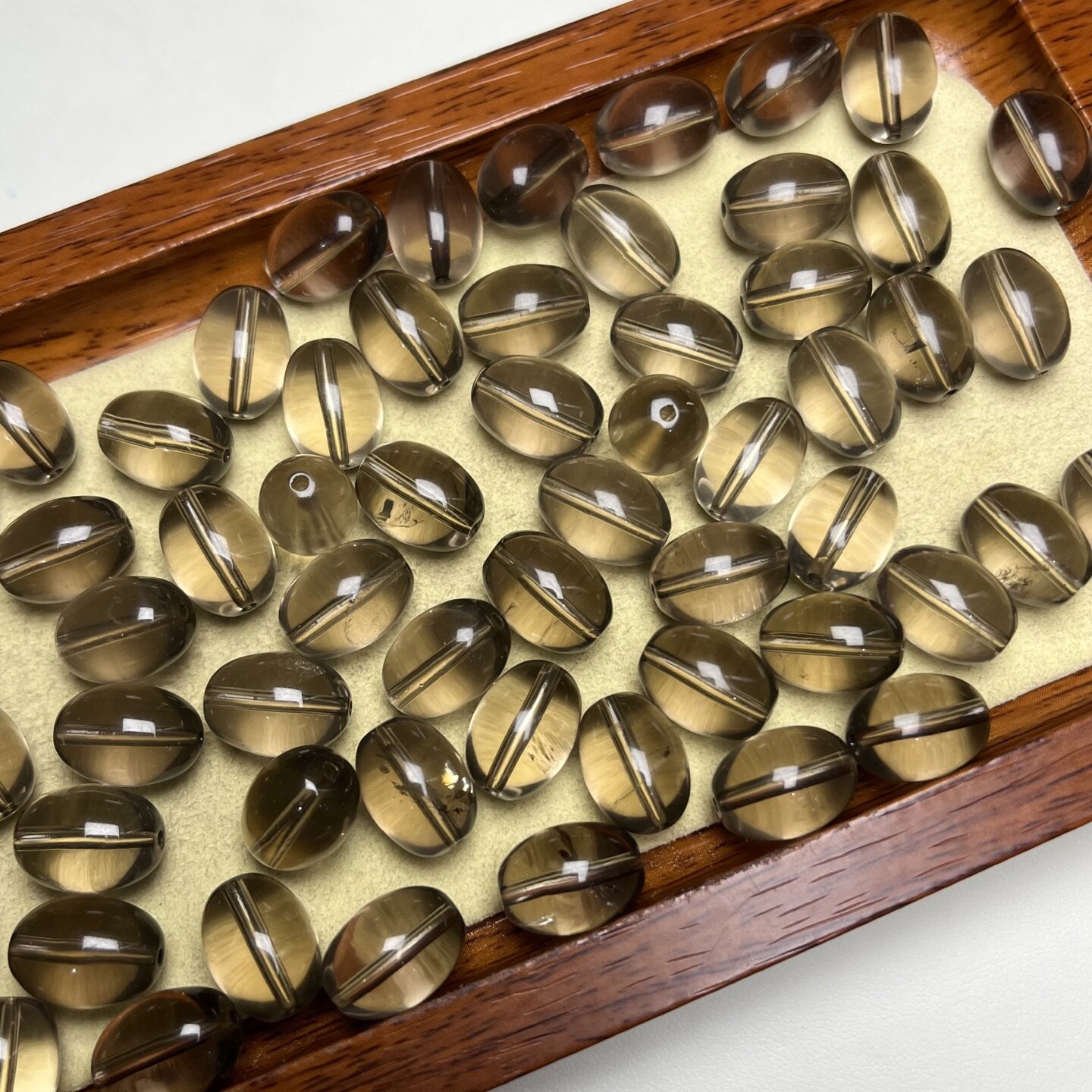 Natural tea crystal oval egg-shaped barrel beads, crystal loose beads, spacer beads, DIY handmade bracelet accessories, single beads