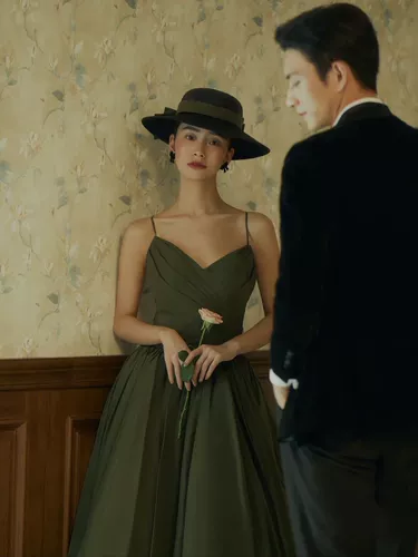 Реквизит для фотографии, зеленое свадебное платье, французский стиль, эффект подтяжки