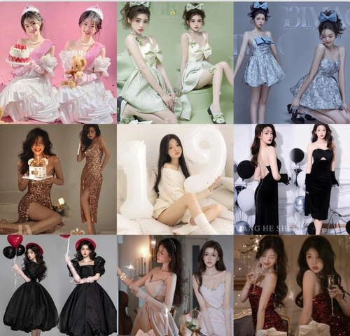 2024 День Рождения Вечеринка Принцесса Фото Тема Костюм Корейский Эстетический Живописный Стиль Девушка Искусство Фото Фотография Платье