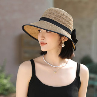 Women's Hat 2026 New Style Beach Straw Hat Summer Fashion Bucket Hat Large Brim Sunshade Sun Protection Face-Slimming Sun Hat