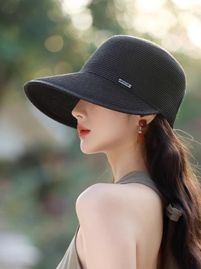 Duckbill Hat Women's 2025 New Fisherman Hat Face Revealing Small Summer Straw Hat Sun Protection Sun Hat Equestrian Hat Sun Hat