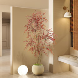 Nantian Bamboo Artificial Green Plant Red High-End Light Luxury Indoor Living Room Large Potted Floor Ornament Bionic Fake Plant