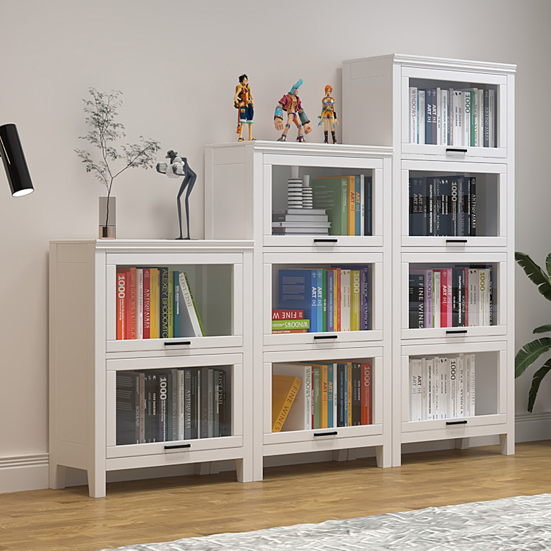 European bookcase landing with glass door solid wood shelf dust resistant narrow bookshelf children's locker household reception cabinet