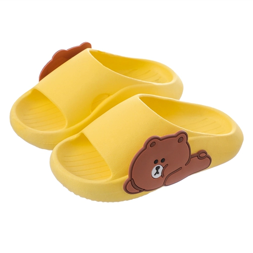 Детские летние тапочки для мальчиков, нескользящие мультяшные милые слайдеры, с медвежатами