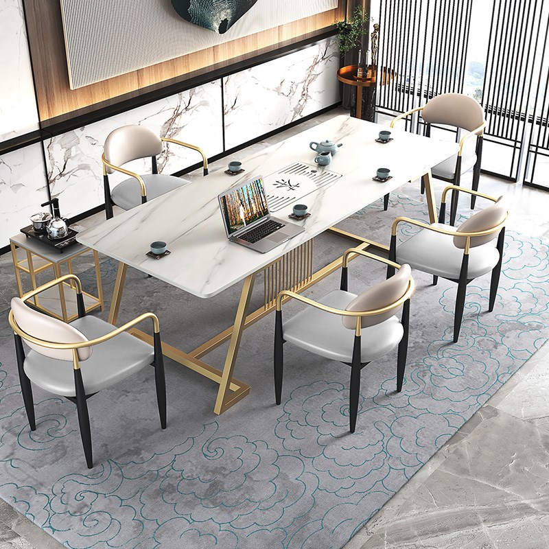 Light Lavish Rockboard Tea Table And Chairs Combination offices Guest Room Reception Tea Table Balcony Living Room Kung Fu Bubble Tea Table