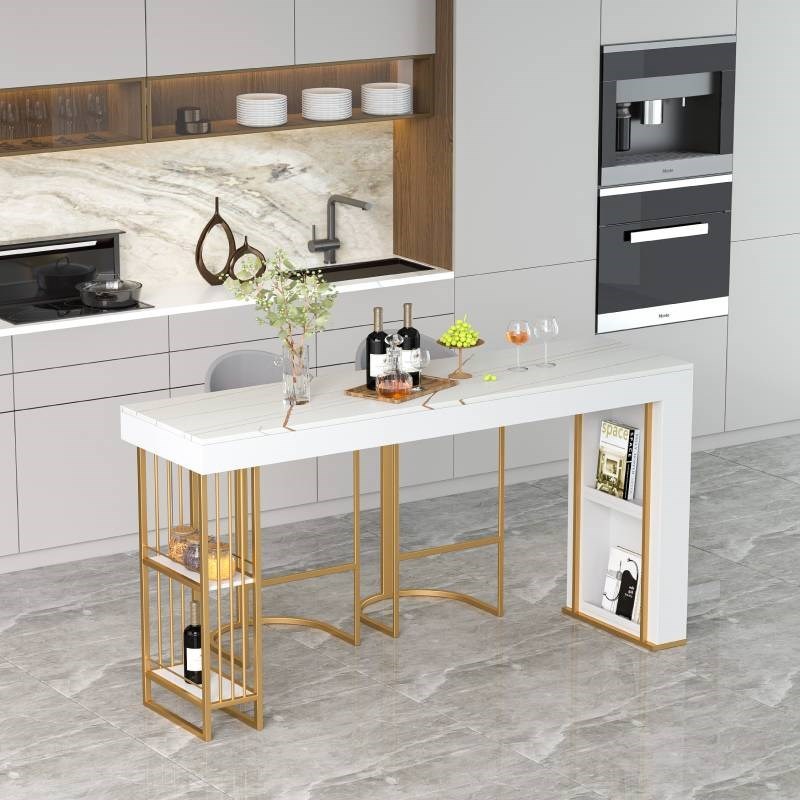 Ideostyle rock plate light extravaganza with high feet bar table Home partition leaning against wall strip table modern minimalist bar table and chairs combination