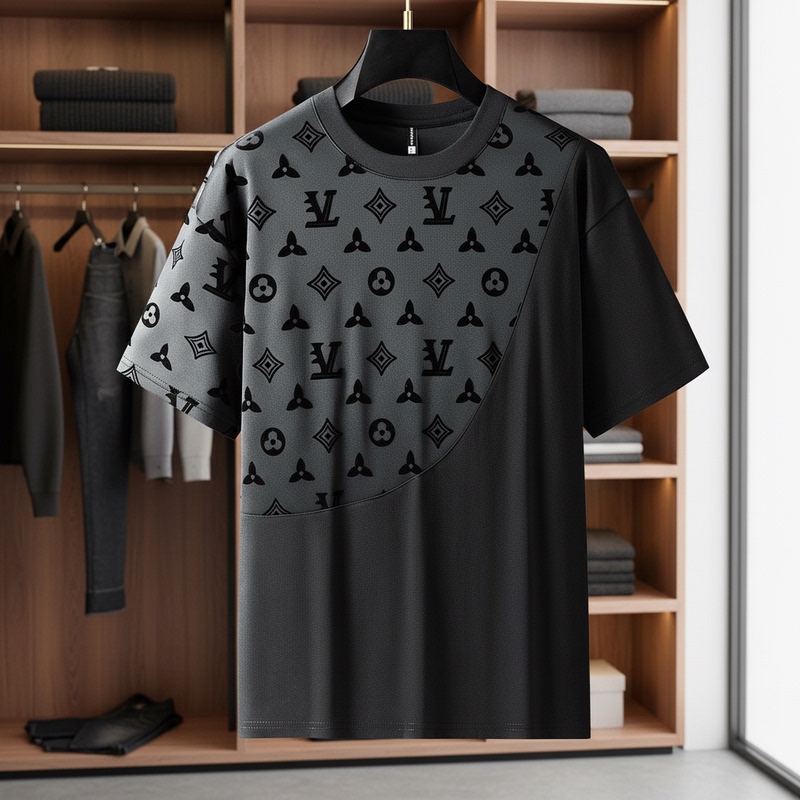 Hong Kong Lv K Summer Men's European and American Style Luxury High-End Classic Shenzhen Nanyou Brand High Imitation Light Luxury Short-Sleeve T-Shirt Hong Kong Lv K Summer Men's European and American Style Luxury High-End Classic Shenzhen Nanyou Brand High Imitation Light Luxury Short-Sleeve T-Shirt