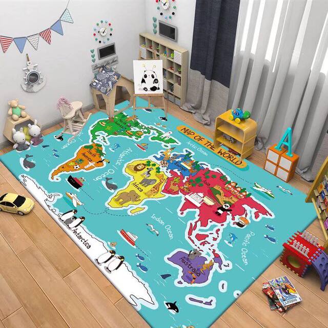 Kindergarten early education desk boy world map bedroom carpet children reading area book learning swivel chair floor mat