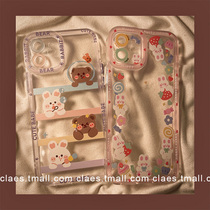 Cute Cartoon Little Bear Rabbit applies iPhone12promax Apple 11 phone shell 13 x xs xr female xsmax 7p anti-fall 8plus silicone case