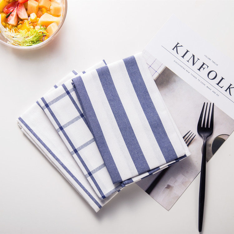 Minimalist cotton numb art classic striped plaid dining towel cushion hem for rectangular shooting background Western food baking buffet