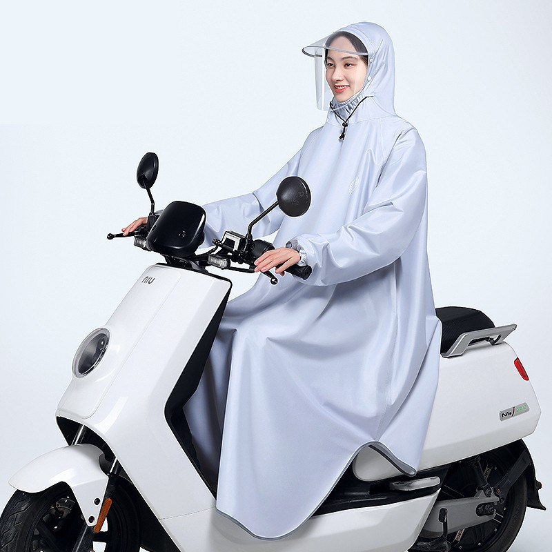 Electric car sleeved raincoat men and women locomotive lengthened whole body anti-storm rain thickening single riding rain poncho