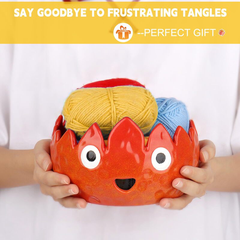 New Resin Crafts Desktop Storage Yarn Ball Flame Yarn Bowl Halloween Decoration for Home
