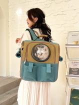 Canvas Cat Bag Out Portable Winter Kitty Double Shoulder Backpack Large Capacity Young Cat Bag Folding Pooch Pet Supplies