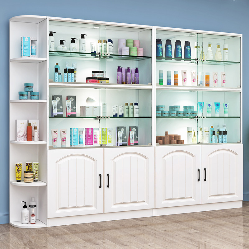 Cosmetic Display Cabinet Glass Door With Lock Beauty Salon Products Exhibition Cabinet Commercial Transparent Cabinet Gift Cabinet Shelve