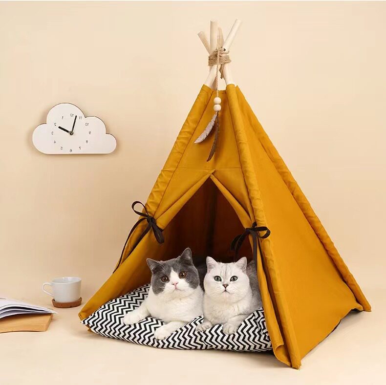 Net red pet tent sunset yellow cat nest pet house semi-enclosed four seasons universal removable and washable cat supplies