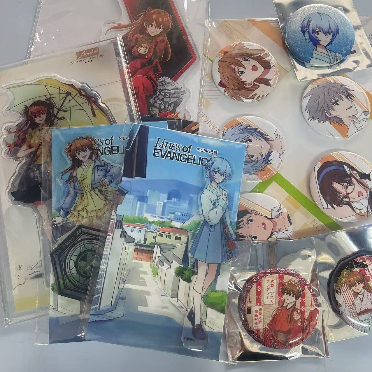 Nishikawa Bulk Goods Neon Genesis Evangelion Bandai Ichiban Kuji Asuka Stand Figure Ayanami Rei Korean Exhibition Badge