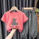 Boys and girls short-sleeved T-shirt suit 2022 new summer children's clothes baby foreign style two-piece suit