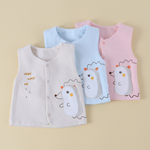Newborn baby double layer of pure cotton waistcoat for male and female baby spring autumn and winter no bones outside wearing foreign air to beat bottom small vest