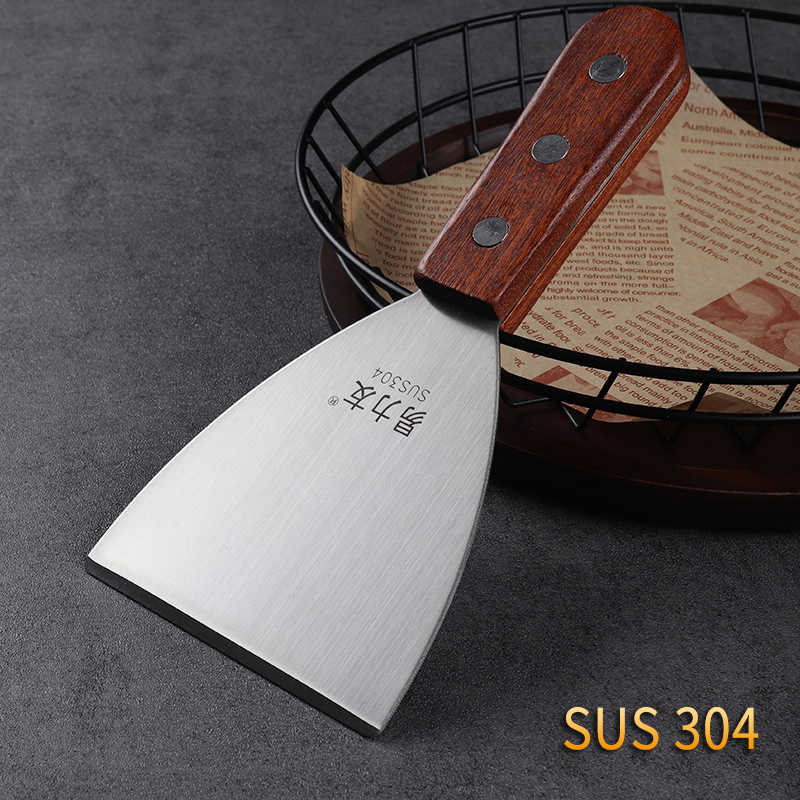 Yiliyou 304 ステンレススチール パテナイフ 厚手シャベル 家庭用キッチンブレード 木製ハンドル シャベル スナック パンケーキ シャベル