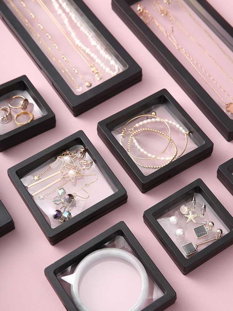 pe film jewelry storage box anti-oxidation necklace ear pin earrings film suspension box transparent earring jewelry box small