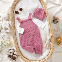 Newborn Infant Baby Girls Romper + Hats Sleeveless Knitted