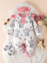 Butterfly elephant print ruffles decorate jumpsuits and