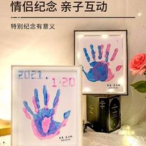 Lovers Diy hand print photo frame Souvenir Christmas Lover All Family Fu Oil Painting Hand Foot Print Clay Hand Die Palm Print Painting