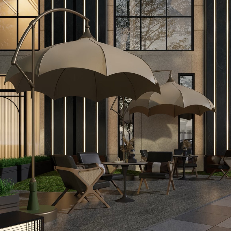 网红庭院海边商用遮阳伞如何选?2026年中柱伞定制新潮流!