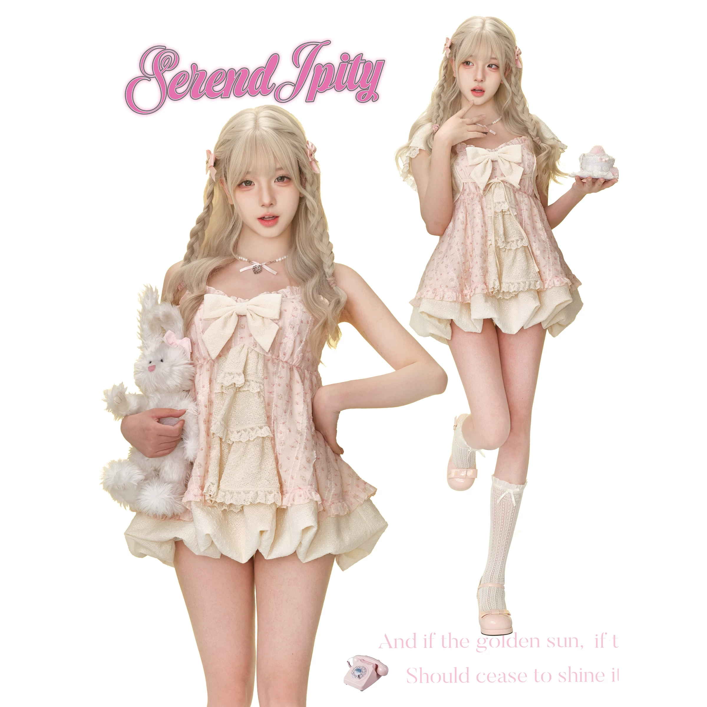 Summer apricot cloak, white dress, shorts, floral print