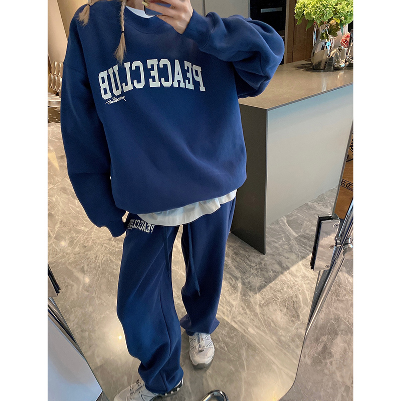 (S L) mskin6 Buy handshop casual printed sweatshirt 2023 new autumn winter sweatpants plus suede pants children-Taobao