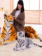 Plush Tiger Doll Pillow, Children's Birthday Gift, Cute Realistic Large White Tiger Stuffed Toy