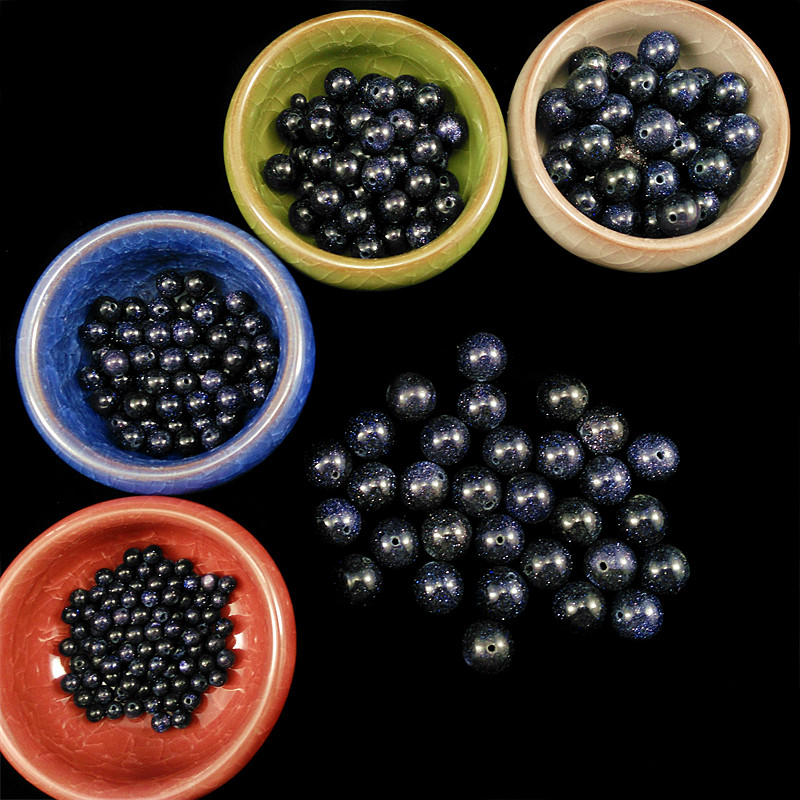 Blue sandstone round beads semi-finished round beads string beads loose beads DIY handmade bracelet bead accessories natural sandstone bracelet