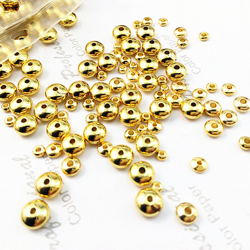 Pure copper gold-plated bread slice diy spacer bead jewelry accessories hand-beaded loose bead bracelet spacer spacer