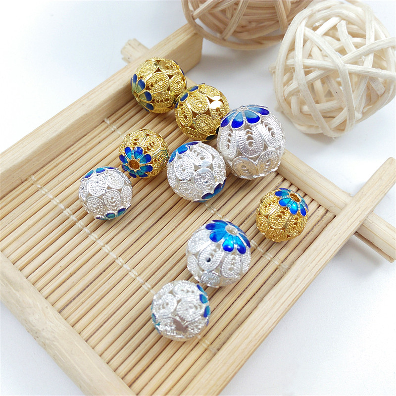 Cloisonne dripping oil hollow ball beads handmade diy jewelry accessories beaded loose beads material bracelet necklace accessories