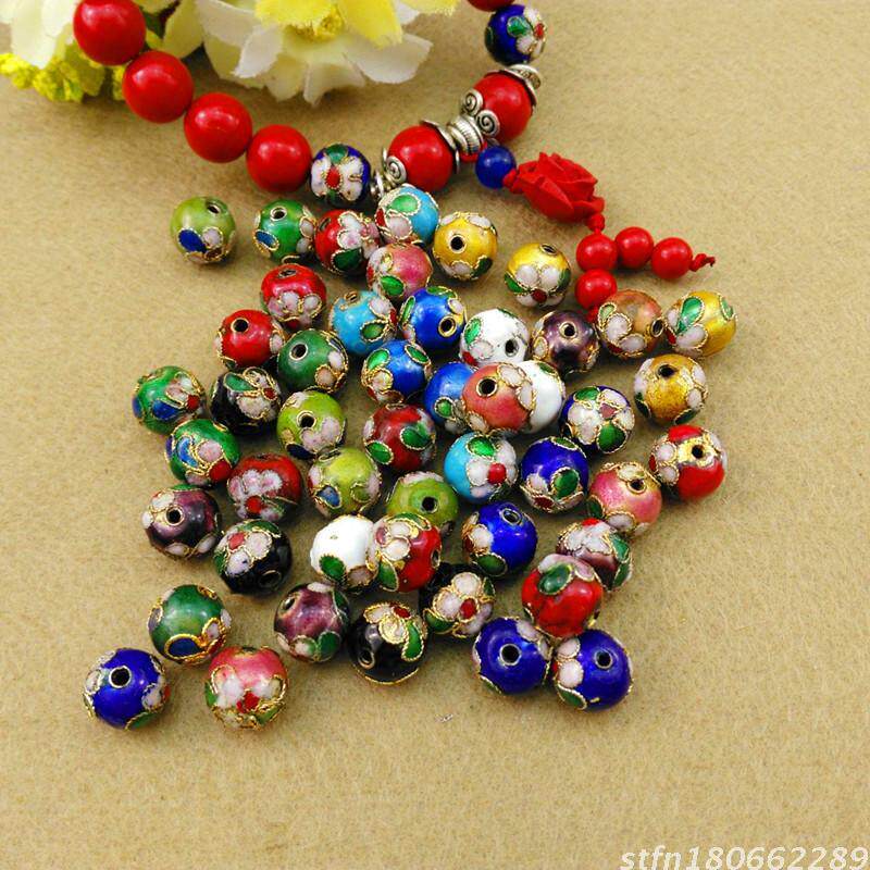 Cloisonne filigree round beads handmade diy retro jewelry accessories materials old goods enamel burning blue beads loose beads