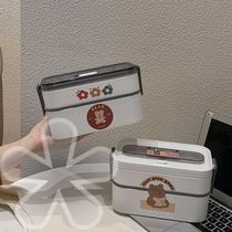 Poff-pall-style Meal Box Large Capacity Teenage Girl Hearts Double-layer Lunch Box Minimalist Student Body Meal Kit