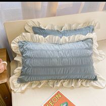 Old fashioned pillow girl Heart male main wind small fresh and cute pure color single Korean version lace dorm room with simple wind pillowcase