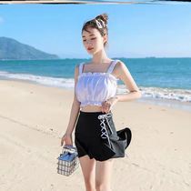 Swimsuit female 2021 new explosive Korean version of hipster conservative sleeveless flat corner swimsuit vitality cute student girl