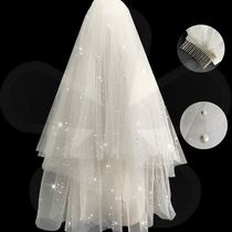 Head yarn High level Sensation New Bride Main Wedding Dress Accessories Double white Short Hair Comb Headwear Mesh Red Photo Props