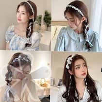 Hair Stirrup with integrated lacing ultra-fairy Chopped Flowers with French style vintage 100 lapped silk towels Hair Accessories Pure color pleated head stirrups