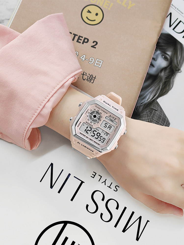 Sports Watch for Women, Junior High School Students, Waterproof, Unicorn, Small Square, Exam-Specific, Girls' Electronic Watch, Men's
