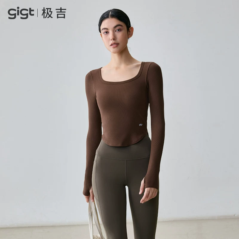 Коллекция женской одежды для йоги Jiji Yunwei 2024 новая fitness топы облегающий покрой топлистый длинный рукав спортодежда