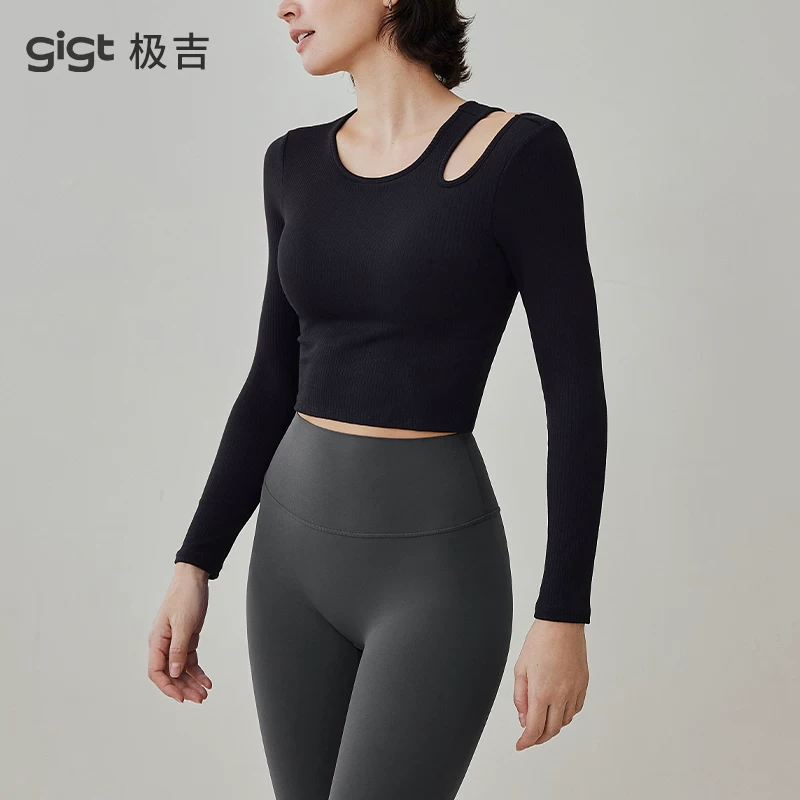 Коллекция женской одежды для йоги Jiji Yunwei 2024 новая fitness топы облегающий покрой топлистый длинный рукав спортодежда
