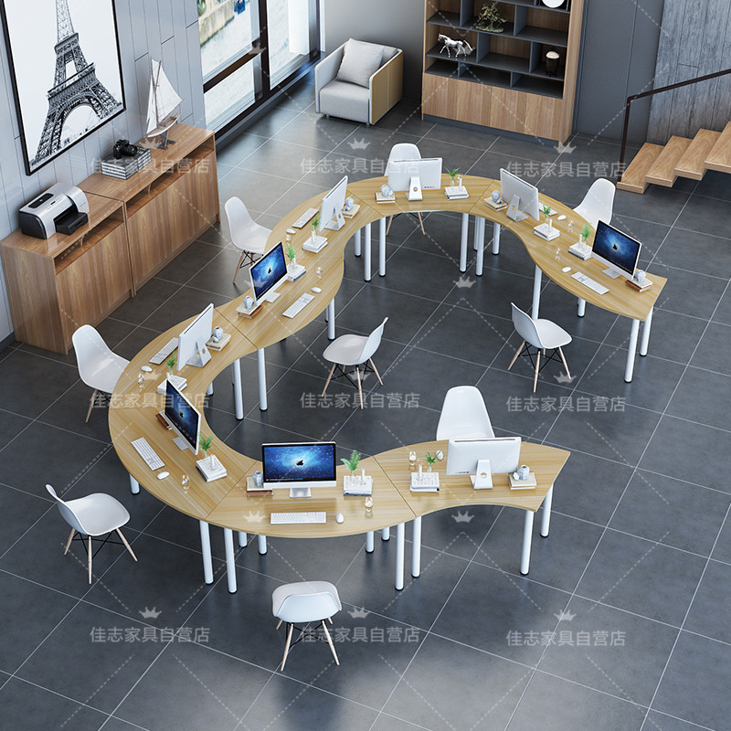 Arc Training Table Oval Splicing Table Composition Personality Office Meeting Table Movable Sector Class Table And Chairs