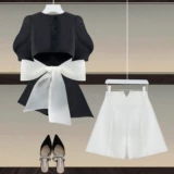 Комплект, пиджак классического кроя, костюм, шорты, популярно в интернете, по фигуре