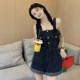 American straight denim overalls for women 2025 new summer petite shorts high waist overalls jumpsuit pants